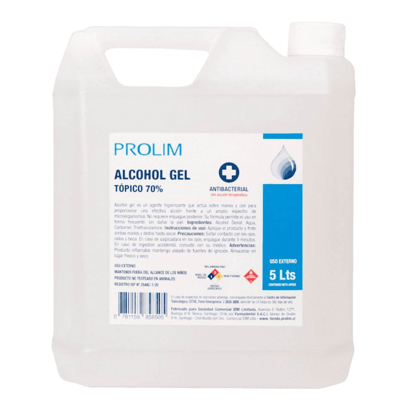 Imagen de ALCOHOL GEL PROLIM ISP 5 LTS