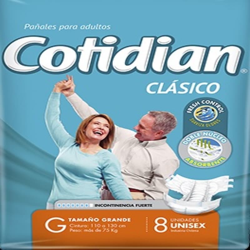 Imagen de PAÑAL ADULTO COTIDIAN CLASICO G 8 UN