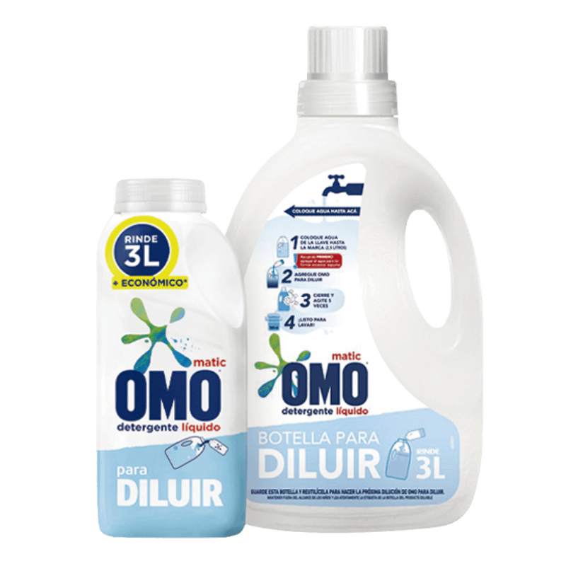 Imagen de DETERGENTE OMO LIQUIDO PARA DILUIR 500 ML + BOTELLA 3 LTS