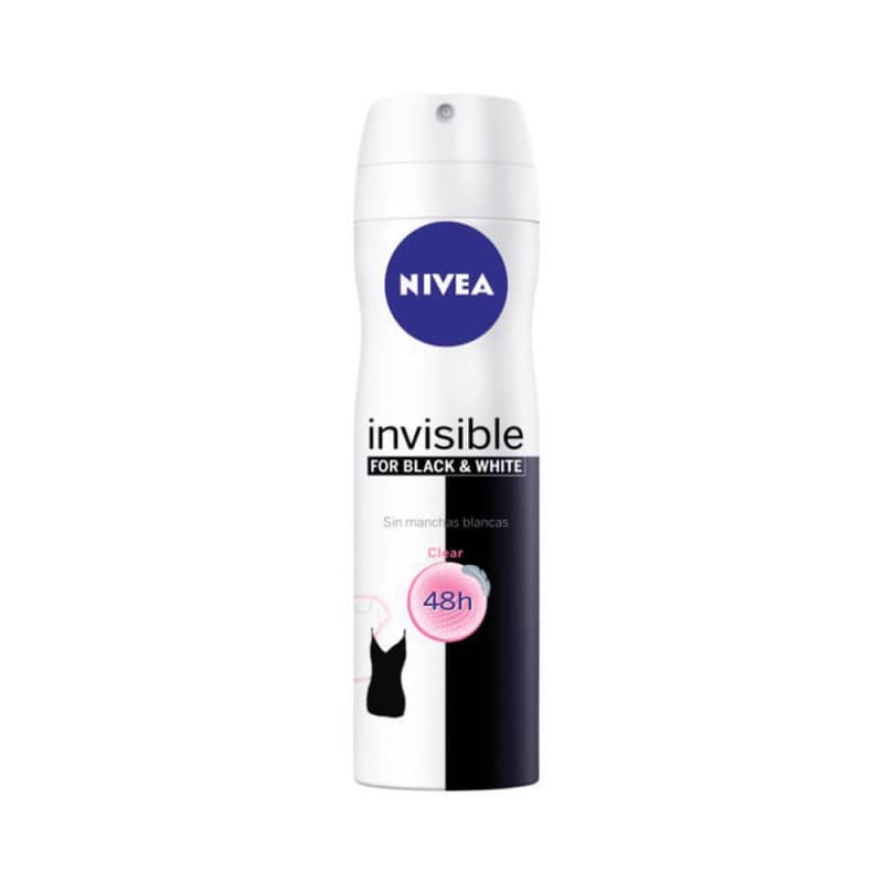 Imagen de DESODORANTE NIVEA AEROSOL BLACK & WHITE INVISIBLE CLEAR 150 ML