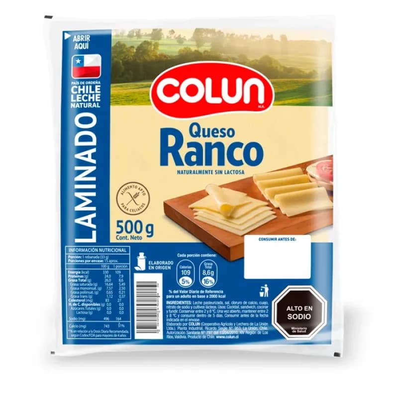 Imagen de QUESO LAMINADO RANCO 500 GRS