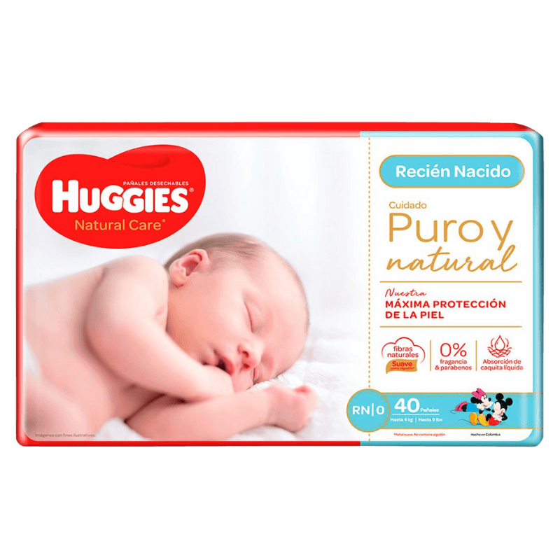Imagen de PAÑALES HUGGIES NATURAL CARE RN 40 UNI