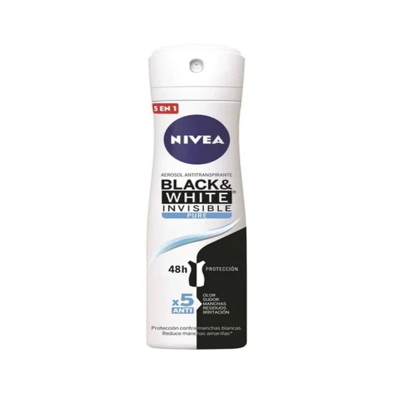 Imagen de DESODORANTE AEROSOL NIVEA BLACK & WHITE INVISIBLE PURE 150 ML