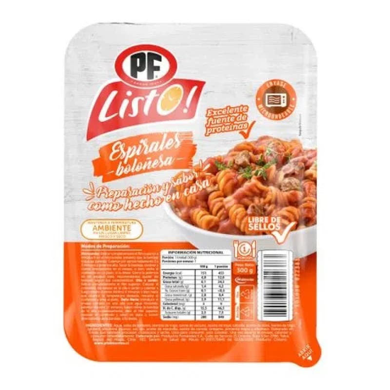 Imagen de PLATO PREPARADO PF ESPIRALES BOLOÑESA 300 GR